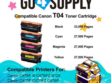 Compatible Canon T04 Set Toner Cartridge Used for Canon C475iF III C475iFZ III DX C477iF C477iFZ C478iF C478iFZ C568iF C568iFZ Printers (BCMY) Cheap