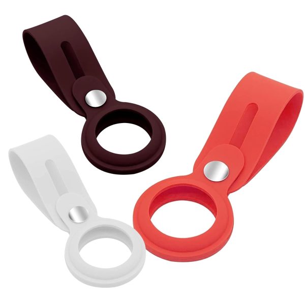 Apple Airtags-(2021) (FOSO) Silicone Loop Case - Orange, White & Wine Red Hot on Sale