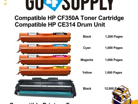 Compatible Set Included Drum Unit HP 350 CF350A CF351A CF352A CF353A Toner Cartridge Used for HP Laserjet Pro M176 m176fn M177 177FW Printer Hot on Sale