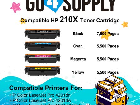 Compatible Combo Set HP 210X W2100X W2101X W2102X W2103X to use with HP Color LaserJet Pro 4201dn 4201dw;Color LaserJet Pro MFP 4301fdn 4301fdw Printers Online Sale