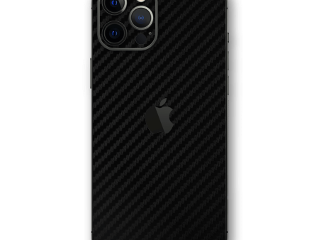 iPhone 12 PRO 3D Textured CARBON Fibre Skin - BLACK Online now