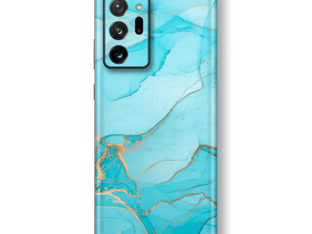 Samsung Galaxy NOTE 20 ULTRA SIGNATURE AGATE GEODE Aqua-Gold Skin For Discount