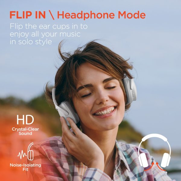 Flip 2-in-1 Wireless Headphones + Speaker | White Sale