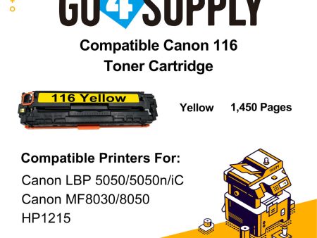 Compatible Yellow Canon 116 CRG-116 CRG116 Toner Cartridge Used for Canon i-SENSYS LBP-7010C 7016C 7018C; LBP 5050 5050n iC MF 8080cw; MF8010 8030 8040 8050cn; LBP 7110Cw 7100Cn; iC MF8280Cw MF6680DN; MF8210 8230 8250Cn; MF628Cw 626Cn; MF623Cn 621Cn Online Hot Sale