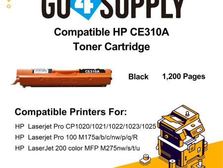 Compatible Black HP 310 CE310A 310A Toner Cartridge Used for HP  Laserjet Pro CP1020  1021  1022  1023  1025; CP 1026  1027  1028nw; 100 M175a b c nw p q R; 200 color MFP M275nw s t u Printer Online