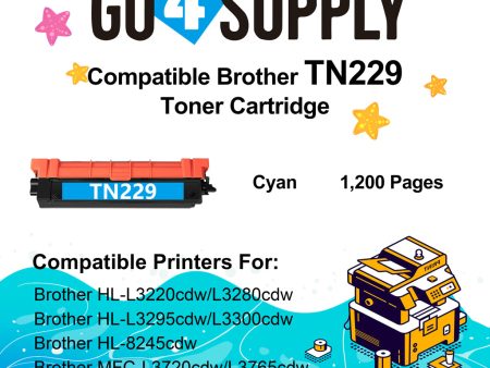 Compatible Brother TN-229 TN229 Cyan Toner Cartridge Used for Brother HL-L3220cdw L3280cdw L3295cdw L3300cdw 8245cdw MFC-L3720cdw L3765cdw L3780cdw L8395cdw Printers For Sale