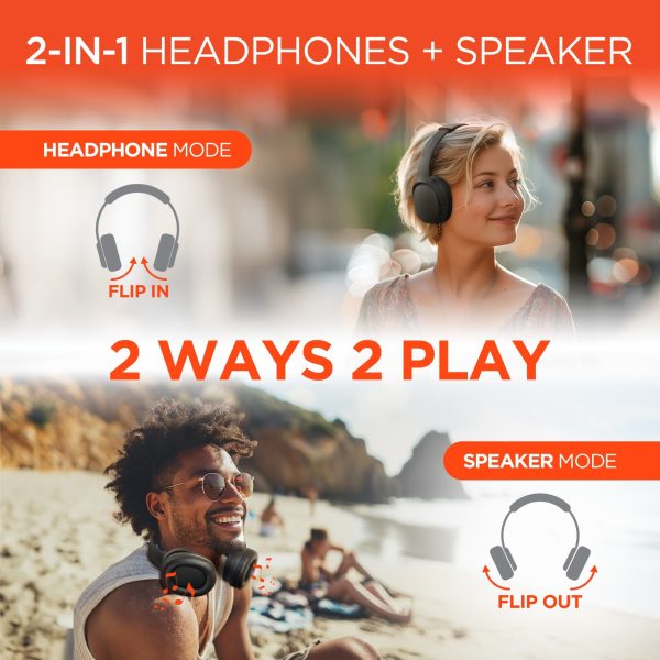 Flip 2-in-1 Wireless Headphones + Speaker | Black Online Hot Sale