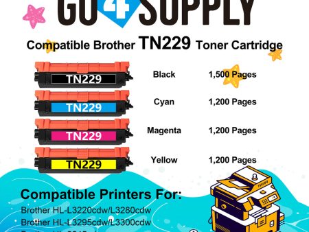 Compatible Combo Set Brother TN-229 TN229 Toner Cartridge Used in Brother HL-L3220cdw L3280cdw L3295cdw L3300cdw 8245cdw MFC-L3720cdw L3765cdw L3780cdw L8395cdw Printers Fashion