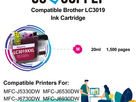 Compatible Magenta Brother 3019 LC3019XXL LC-3019XXL Ink Cartridge Used for Brother MFC-J5330DW  MFC-J6530DW  MFC-J6730DW  MFC-J6930DW Printer Online