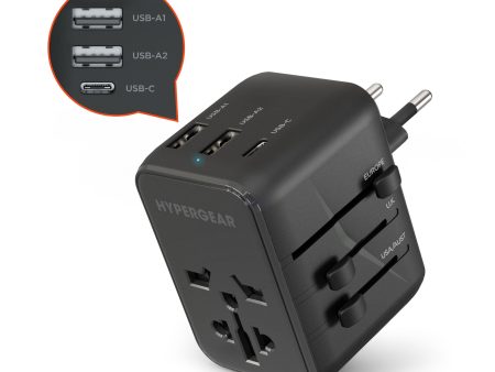 WorldCharge Universal Travel Adapter with USB-C | Black Supply