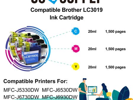 Compatible 3-Color Combo Brother 3039 LC3039XXL LC-3039XXL Ink Cartridge Used for Brother MFC-J5845DW MFC-J5845DW XL MFC-J5945DW MFC-J6545DW MFC-J6545DW XL MFC-J6945DW Printer For Cheap