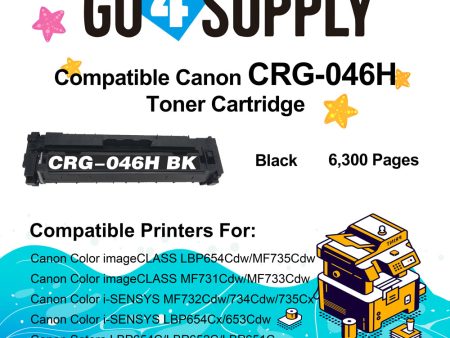 Compatible (High-Yield) Black CANON CRG046H Toner Cartridge Used for Color imageCLASS LBP654Cdw MF735Cdw MF731Cdw MF733Cdw, Color i-SENSYS LBP654Cx 653Cdw MF732Cdw 734Cdw 735Cx; Satera MF731Cdw LBP654C LBP652C LBP651C MF735Cdw MF733Cdw For Sale