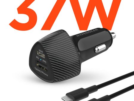 SpeedBoost 25W USB-C PD + 12W USB Fast Car Charger with PPS | Includes 4ft USB-C Cable | Black Cheap