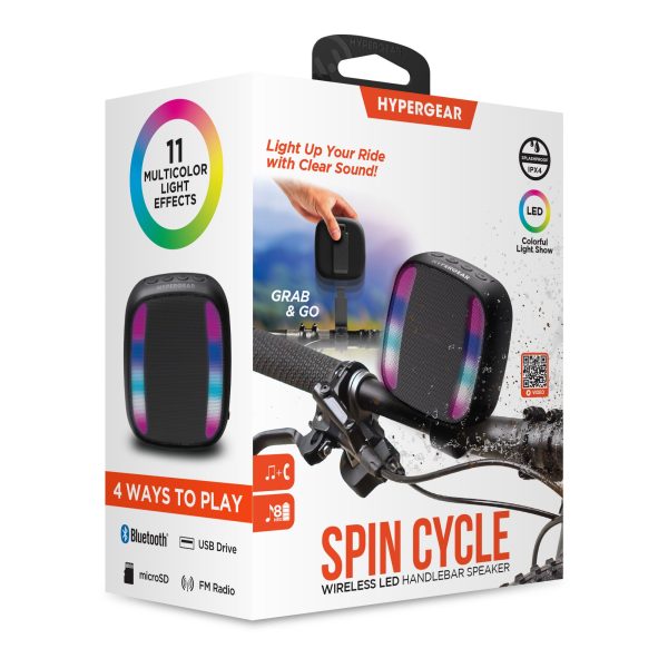 Spin Cycle Wireless LED Handlebar Speaker | Black For Discount