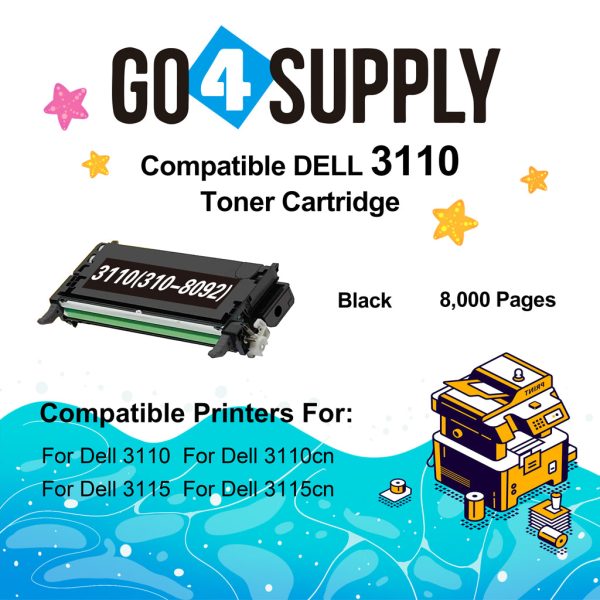 Compatible Black Dell 3110 Toner Cartridge Replacement for 310-8092 Used for Dell 3110cn, 3115cn, 3110, 3115 Print Discount