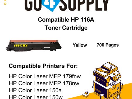 Compatible Yellow HP 116A W2062A Toner Cartridge Used for HP Color Laser MFP 179fnw  178nw; Color Laser 150a  150w  150nw Printer For Discount