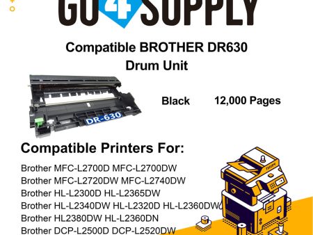 Compatible Brother DR630 DR-630 Drum Unit Used for Brother DCP-L2500D L2520DW L2540DN L2520D L2540DW L2560DW L2500DR L2520DWR L2540DNR L2560DWR; MFC-L2700D L2700DW L2720DW L2740DW L2740DWR L2720DWR L2700DWR Printer Sale