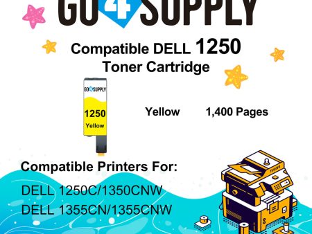 Compatible Yellow Dell 1250 WM2JC Toner Cartridge Replacement for Dell 331-0779 Used for 1250c 1350cnw 1355cn 1355cnw C1760nw C1765nf Printer For Sale