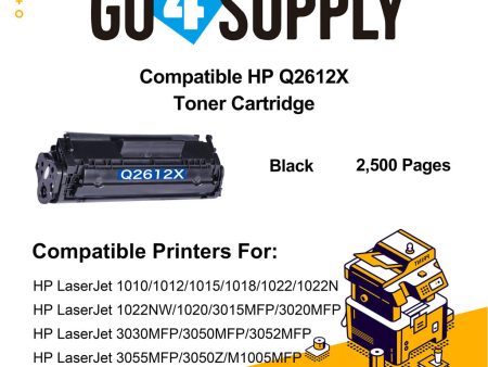 Compatible (High Page Yield) HP 12X 2612X Q2612X Toner Cartridge Replacement for LaserJet 1010 1012 1015 1018 1022 1022N 1022NW 1020 3015MFP 3020MFP 3030MFP 3050MFP 3052MFP 3055MFP 3050Z M1005MFP Printers Online Hot Sale