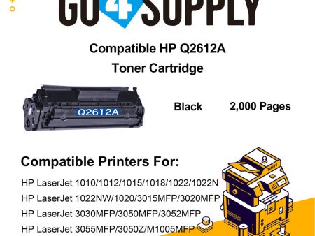 Compatible (Standard Page Yield) HP 12A 2612A Q2612A Toner Cartridge Replacement for LaserJet 1010 1012 1015 1018 1022 1022N 1022NW 1020 3015MFP 3020MFP 3030MFP 3050MFP 3052MFP 3055MFP 3050Z M1005MFP Printers Online Hot Sale