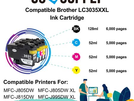 Compatible Set Combo Brother 3039 LC3039XXL LC-3039XXL Ink Cartridge Used for Brother MFC-J5845DW MFC-J5845DW XL MFC-J5945DW MFC-J6545DW MFC-J6545DW XL MFC-J6945DW Printer Online Sale