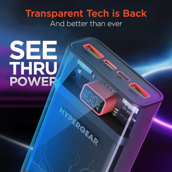 20,000mAh | ClearCharge XL Transparent Fast Charge Power Bank with 20W USB-C PD For Sale