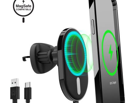 MagVent Magnetic Wireless Fast Charging Mount for iPhone 15, 14, 13 Series | Vent | Black Online Hot Sale