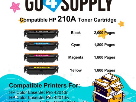 Compatible Combo Set HP 210A W2100A W2101A W2102A W2103A to use with HP Color LaserJet Pro 4201dn 4201dw;Color LaserJet Pro MFP 4301fdn 4301fdw Printers For Sale