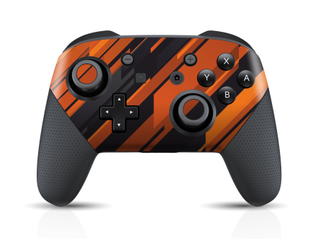 Nintendo Switch Pro CONTROLLER SIGNATURE Black-Orange Stripes Skin For Cheap