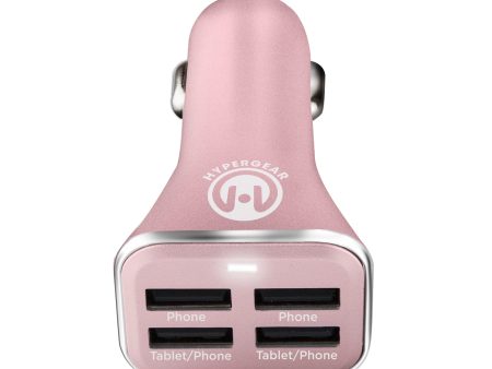 34W Quad USB Car Charger | Rose Gold Sale