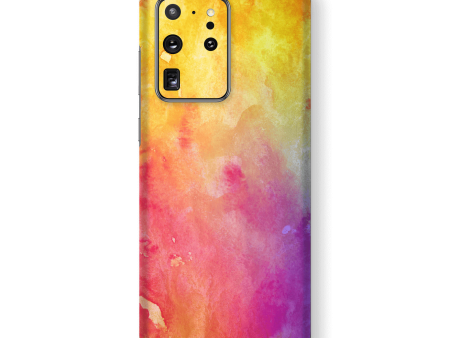 Samsung Galaxy S20 ULTRA SIGNATURE ABSTRACT Watercolour Yellow Purple Skin Cheap