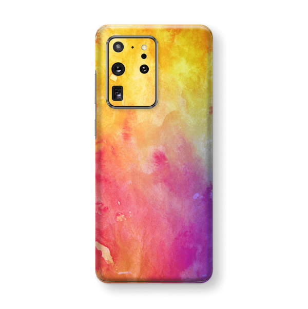 Samsung Galaxy S20 ULTRA SIGNATURE ABSTRACT Watercolour Yellow Purple Skin Cheap