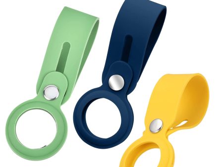 Apple Airtags-(2021) (FOSO) Silicone Loop Case - Light Green, Yellow & Navy Blue Online now