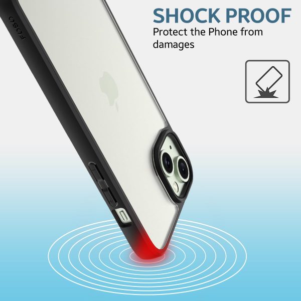 iPhone 15 Plus (FOSO) Royal Shock Proof Back Cover Case | (PC+TPU) - Black For Discount