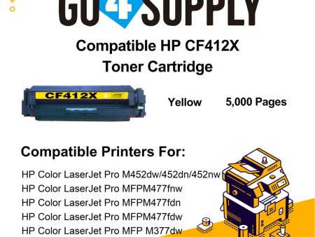 Compatible Yellow HP 412X CF412X Toner Cartridge Used for Color LaserJet Pro M452dw 452dn 452nw, Color LaserJet Pro MFPM477fnw M477fdn M477fdw, Color LaserJet Pro MFP M377dw Printers Supply