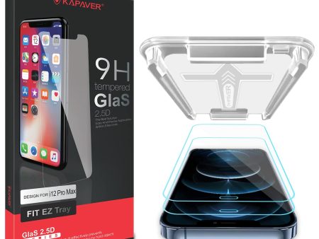 iPhone 12 Pro Max Tempered Glass Screen Protector Guard | Easy FIT - 2 Pack Online now