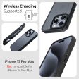 iPhone 15 Pro Max (FOSO) Royal Shock Proof Back Cover Case | (TPU+PC) - (Matte Black) on Sale