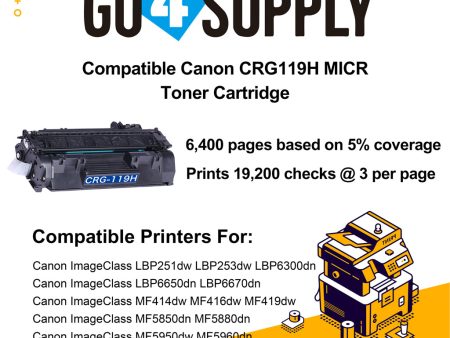 Compatible (High Page Yield) MICR Toner Cartridge Replacement for Canon 119H CRG119H CRG-119H Online Hot Sale