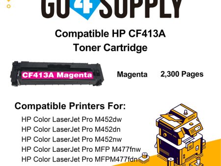 Compatible Magenta HP 413A CF413A Toner Cartridge Used for Color LaserJet Pro M452dw 452dn 452nw, Color LaserJet Pro MFPM477fnw M477fdn M477fdw, Color LaserJet Pro MFP M377dw Printers Online Hot Sale