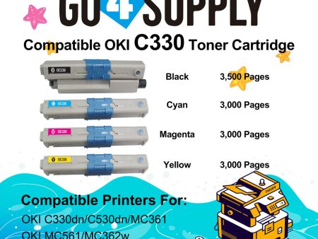 Compatible Combo Set Oki Type C17 C330 to used with OKI C330DN C530DN MC361 MC362W MC561 MC562W MFP MC352DN Printers (4-Pack) on Sale