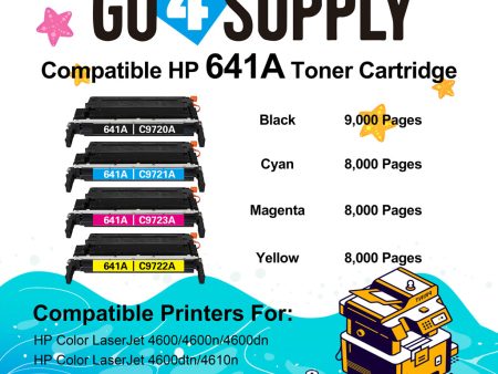 Compatible Combo Set HP 641A C9720A C9721A C9722A C9723A to use for HP Color LaserJet 4650DN 4650N 4610 4600 4600DN 4600N 4650 Printers Online