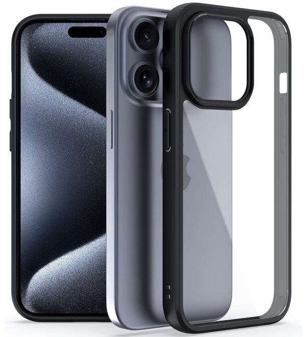 iPhone 15 Pro (FOSO) Royal Shock Proof Back Cover Case | (TPU+PC) - Black Online Sale