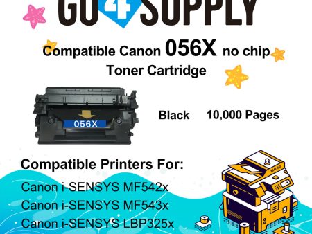 Compatible (NO CHIP) Canon 056H CRG-056H CRG056 Toner Cartridge Use for Canon ImageCLASS LBP325dn LBP325X MF543dw MF543X MF542X Printers Supply