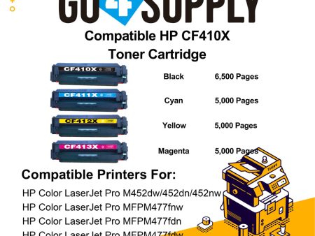 Compatible Set Combo HP 410X CF410X CF411X CF412X CF413X Toner Cartridge Used for Color LaserJet Pro M452dw 452dn 452nw, Color LaserJet Pro MFPM477fnw M477fdn M477fdw, Color LaserJet Pro MFP M377dw Printers Online now