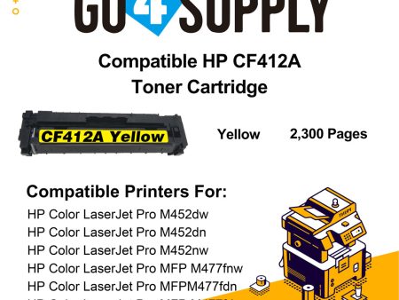 Compatible Yellow HP 412A CF412A Toner Cartridge Used for Color LaserJet Pro M452dw 452dn 452nw, Color LaserJet Pro MFPM477fnw M477fdn M477fdw, Color LaserJet Pro MFP M377dw Printers Fashion