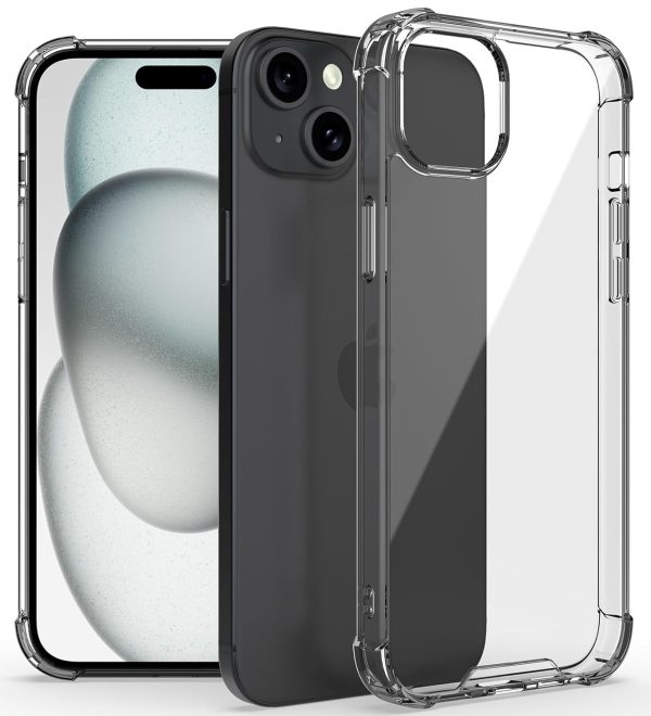 iPhone 15 (FOSO) Anti Shock Proof Back Cover Case | (TPU+PC) - Bumber Clear For Sale